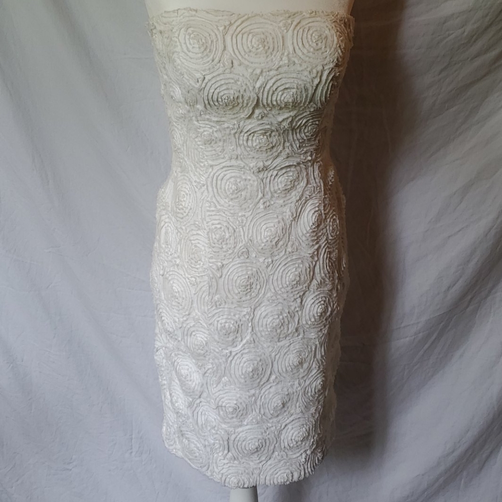 Calvin Klein Strapless Rose Texture Dress